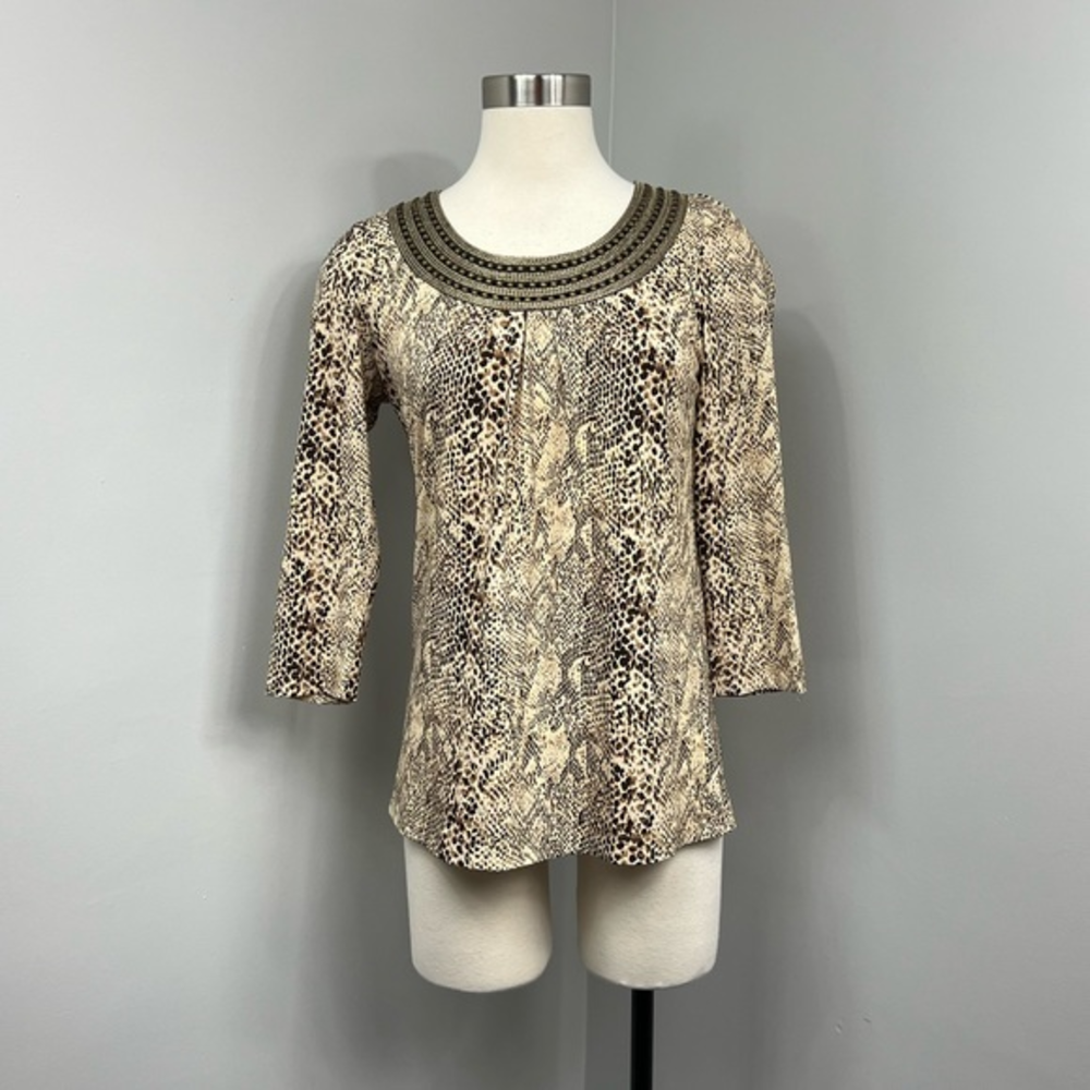 Chicos Tan Print Blouse‎